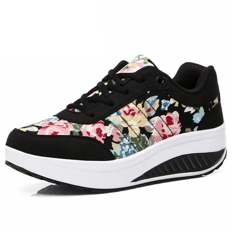 2025 Autumn Women Casual Shoes Fashion Breathable Walking Wedge Shoes Women Sneakers Printed Ladies Shoes Tenis Feminino WSH3302