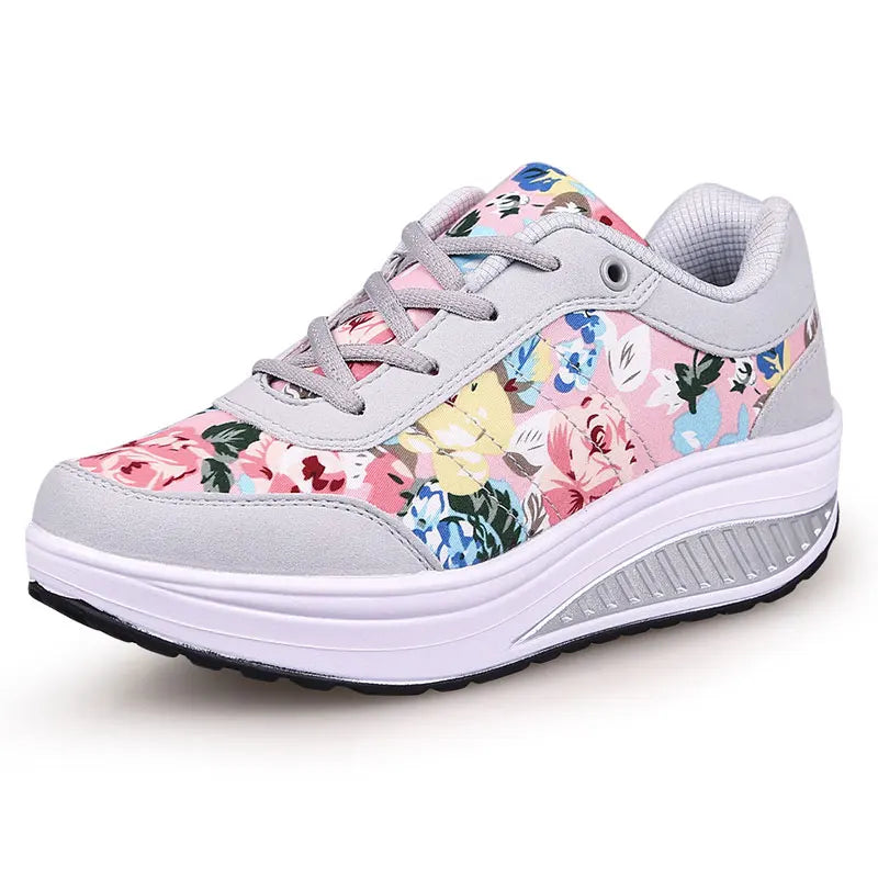 2025 Autumn Women Casual Shoes Fashion Breathable Walking Wedge Shoes Women Sneakers Printed Ladies Shoes Tenis Feminino WSH3302