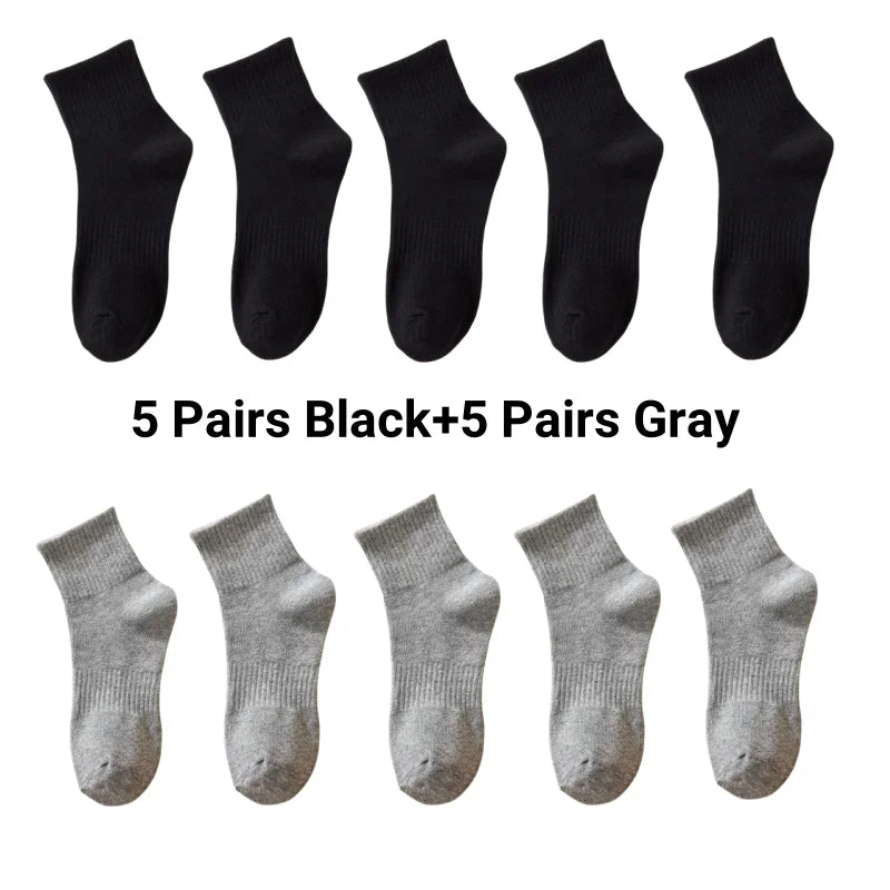 5/7/10 Pairs Solid Color Sports Socks High Elasticity Unisex Casual Breathable Socks for Office Sneakers Work All Seasons