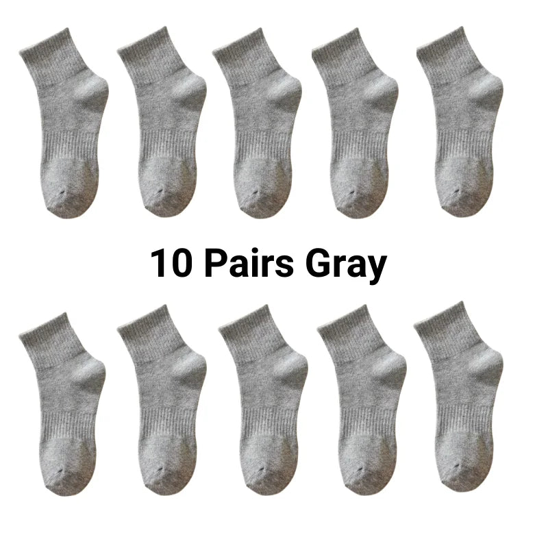5/7/10 Pairs Solid Color Sports Socks High Elasticity Unisex Casual Breathable Socks for Office Sneakers Work All Seasons