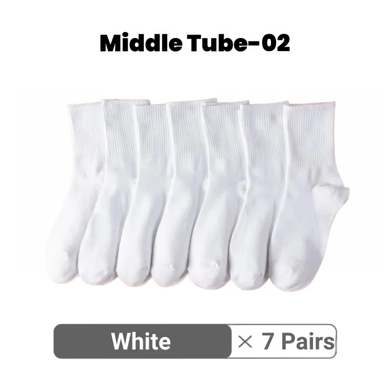 5/7/10 Pairs Solid Color Sports Socks High Elasticity Unisex Casual Breathable Socks for Office Sneakers Work All Seasons