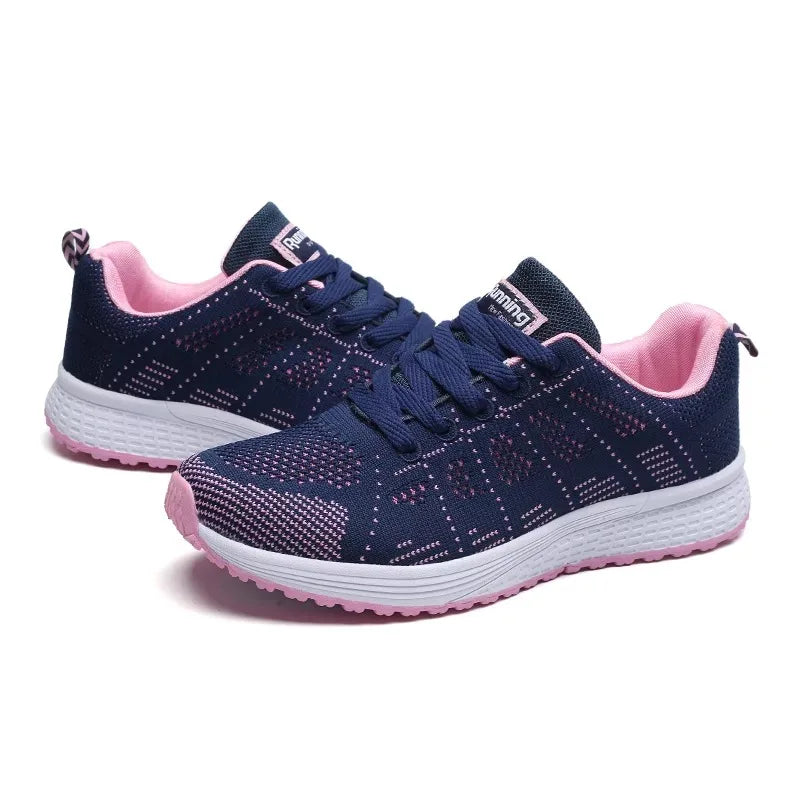 2025 Women Mesh Breathable Soft Sole Sneakers Lace Up Wedge Platform Shoes Ladies Outdoor Casual Sport Shoes