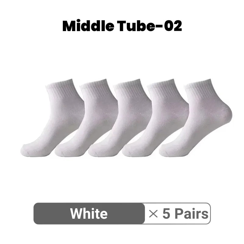 5/7/10 Pairs Solid Color Sports Socks High Elasticity Unisex Casual Breathable Socks for Office Sneakers Work All Seasons