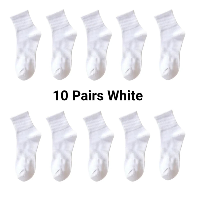5/7/10 Pairs Solid Color Sports Socks High Elasticity Unisex Casual Breathable Socks for Office Sneakers Work All Seasons