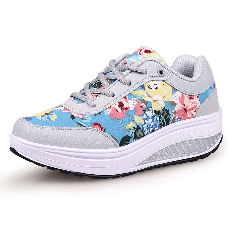 2025 Autumn Women Casual Shoes Fashion Breathable Walking Wedge Shoes Women Sneakers Printed Ladies Shoes Tenis Feminino WSH3302