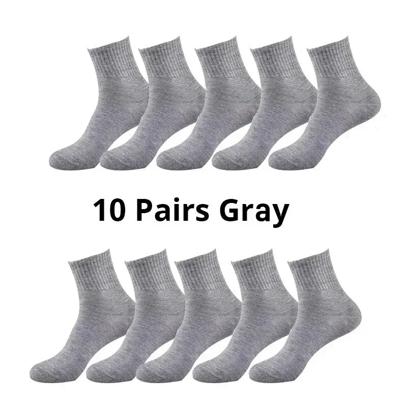 5/7/10 Pairs Solid Color Sports Socks High Elasticity Unisex Casual Breathable Socks for Office Sneakers Work All Seasons