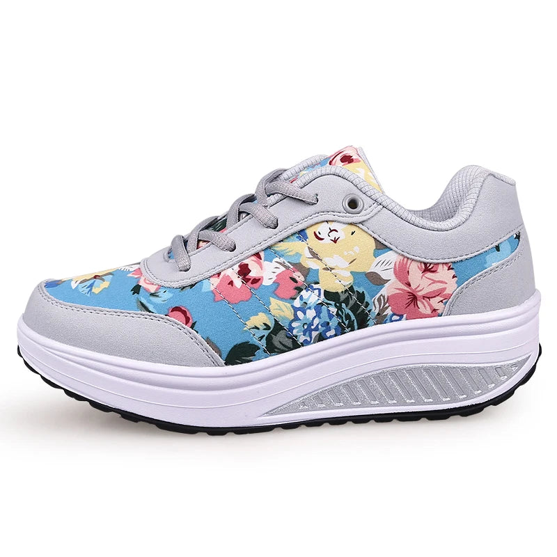 2025 Autumn Women Casual Shoes Fashion Breathable Walking Wedge Shoes Women Sneakers Printed Ladies Shoes Tenis Feminino WSH3302