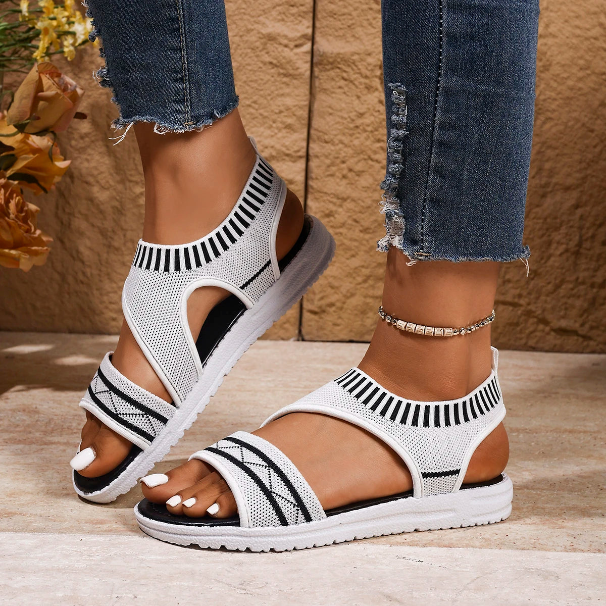 2025 Women Walking Sandals Breathable Comfort Shopping Ladies Shoes Wedge Heels Summer Platform Sandal Shoes Mujer Plus Size