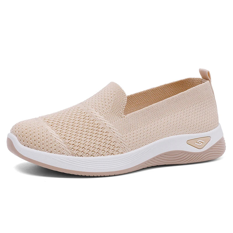 2025 Breathable Wedge Heel Loafers Women Spring Summer Slip On Knitted Sports Shoes Woman Anti Slip Soft Sole Walking Lady Shoes