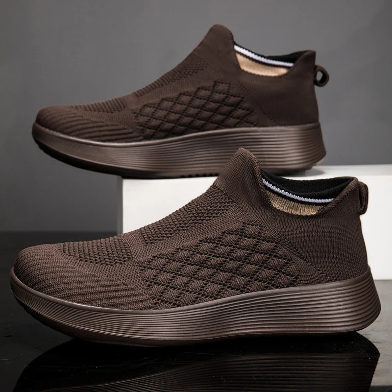 2025 Women's Casual Sneakers Shoes Fashion Fly Knitting Breathable Mesh Elevator Shoes Slip On Shoes Unsiex Loafers Large Size