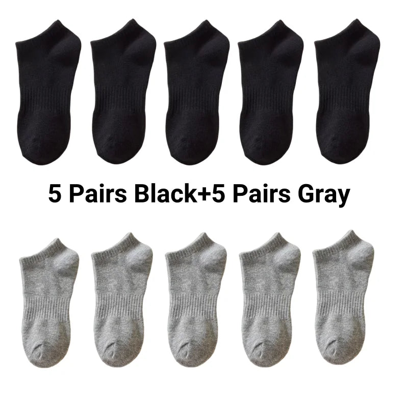 5/7/10 Pairs Solid Color Sports Socks High Elasticity Unisex Casual Breathable Socks for Office Sneakers Work All Seasons