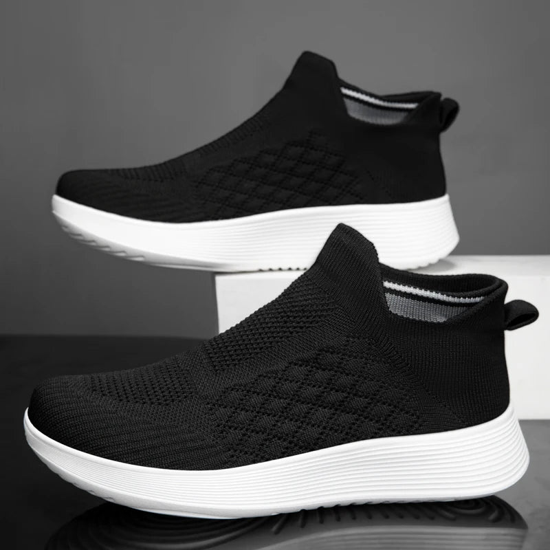 2025 Women's Casual Sneakers Shoes Fashion Fly Knitting Breathable Mesh Elevator Shoes Slip On Shoes Unsiex Loafers Large Size