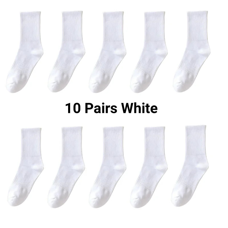 5/7/10 Pairs Solid Color Sports Socks High Elasticity Unisex Casual Breathable Socks for Office Sneakers Work All Seasons
